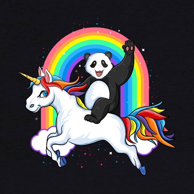 Panda Riding Unicorn Pandicorn Rainbow universe Birthday by UNXart